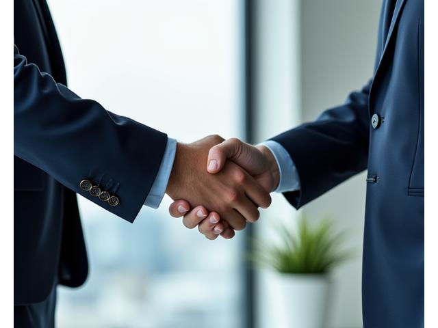 Mano estrechando la mano que simboliza la confianza y la independencia del asesoramiento financiero