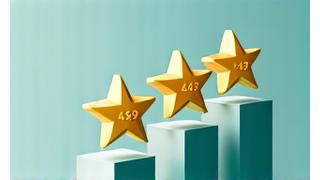 Gráfico de satisfacción de clientes mostrando 4.9 de 5 estrellas