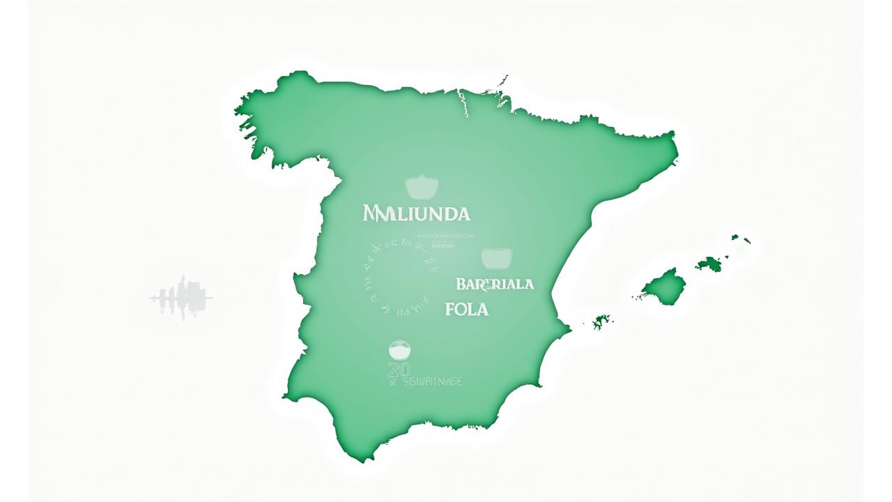 Mapa de España con destacadas Madrid, Barcelona, Valencia y Sevilla, con gráficos que muestran el tamaño del mercado de empresas medianas y el déficit de financiación.