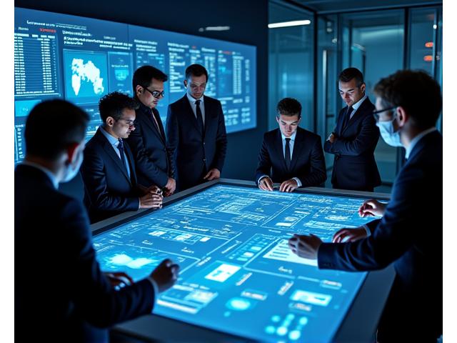 Equipo de analistas financieros realizando due diligence en una sala moderna, simbolizando la rigurosidad en la gestión de riesgos.