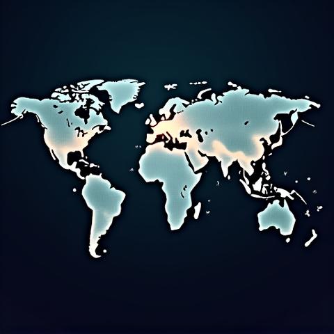 Mapa mundi estilizado con puntos luminosos representando inversiones internacionales