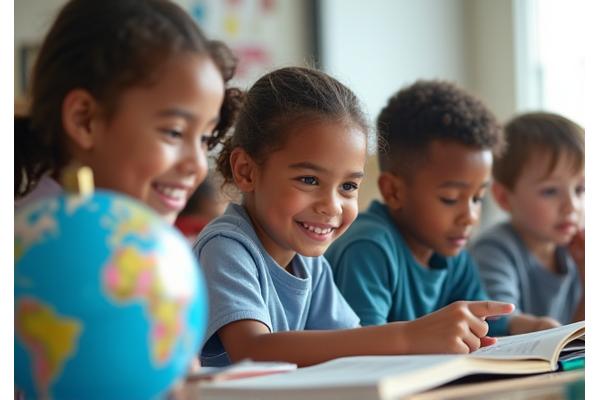 Niños estudiando en un aula, simbolizando la inversión en educación.