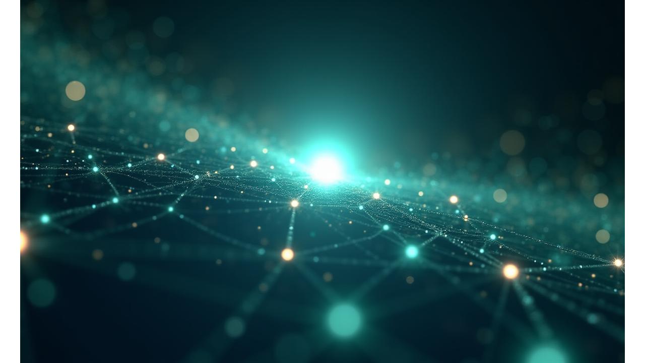 Visualización abstracta de tendencias futuras convergiendo hacia un punto brillante.