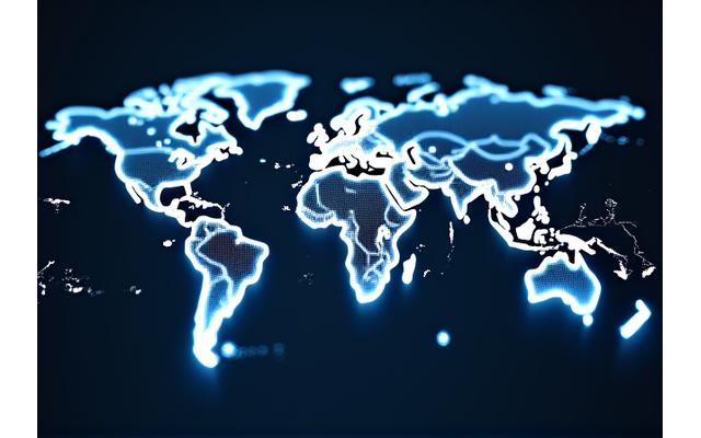 Mapa mundial iluminado con líneas que conectan continentes, simbolizando las oportunidades de inversión global y la red de Guidara Inversiones.